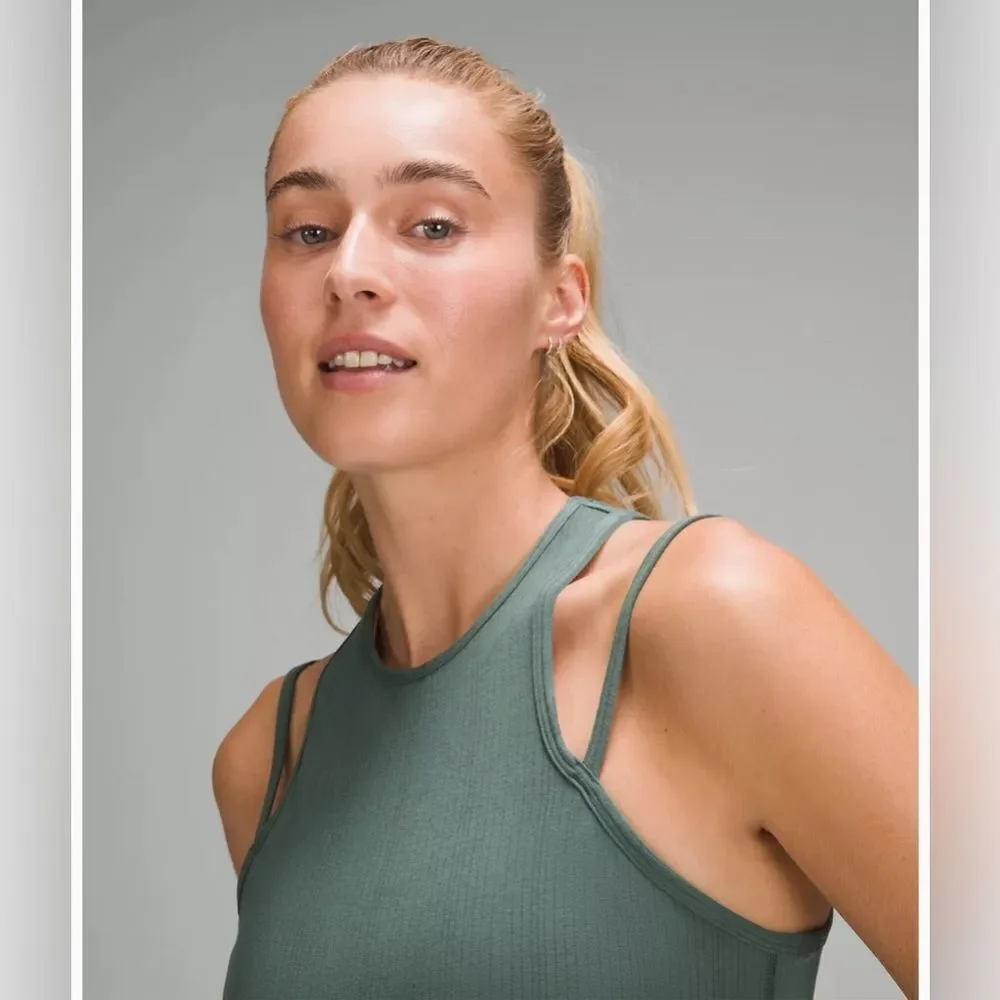 Lululemon Double-Strap Yoga Tank Top Size 8 Dark Forest W1EH6S NEW with tags